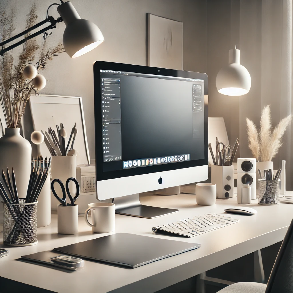 Estudio minimalista con Mac